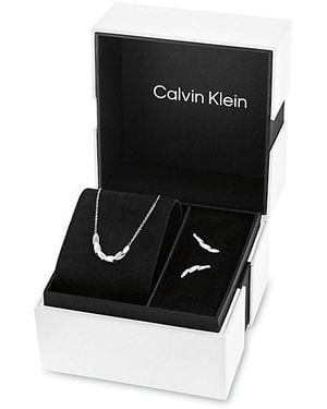 Calvin Klein Jeans Stainless Steel Necklace And Earrings Gift Set - Black