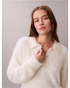 Calvin Klein Calvin Klein Soft Polo Relaxed Sweater - Natural