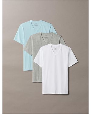 Calvin Klein Cotton Stretch Blend 3-Pack Slim Fit V-Neck T-Shirt - Multicolor
