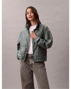 Calvin Klein Calvin Klein Allover Monogram Windbreaker Jacket - Gray