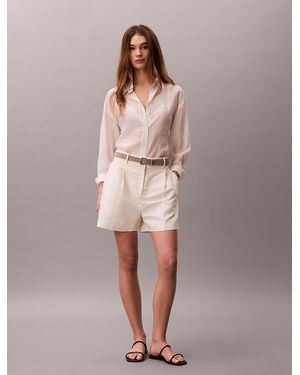 Calvin Klein Soft Voile Twist-Back Shirt - Natural