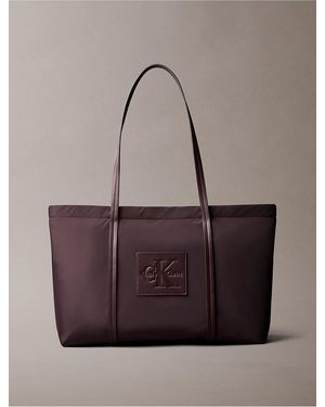 Calvin Klein Embossed Monologo Tote Bag - Brown
