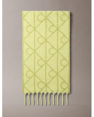 Calvin Klein Warm Wool Blend Logo Scarf - Yellow