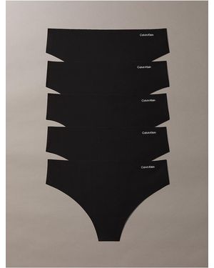 Calvin Klein Invisibles Microfiber Stretch 5-Pack Thong - Black