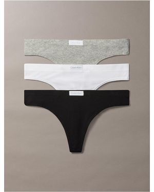 Calvin Klein Classic Comfort Cozy Waffle 3-Pack Thong - Gray