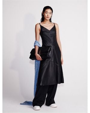 Calvin Klein Leather Sleeveless Midi Dress - Blue