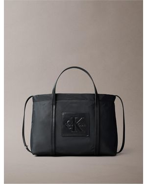 Calvin Klein Nylon Small Tote Crossbody Bag - Gray