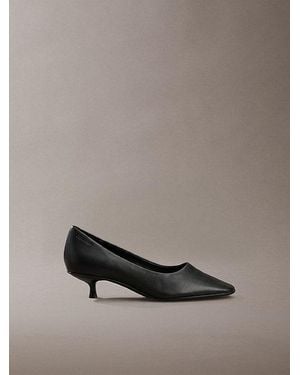 Calvin Klein Leather Kitten Heel Court Shoes - Grey