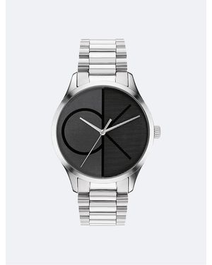Calvin Klein Debossed Logo Link Bracelet Watch - Black