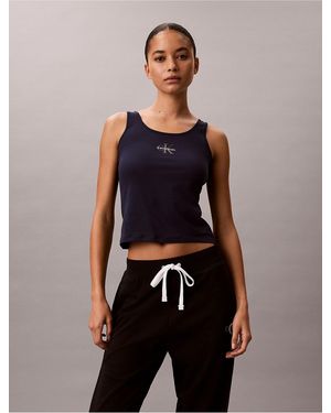 Calvin Klein Cotton Stretch Lounge Tank Top - Blue