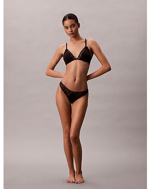 Calvin Klein Thong Sensual Stretch Lace - Brown
