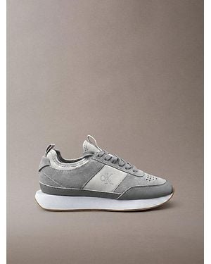 Calvin Klein Suede Signature Logo Runner Trainers - Metallic