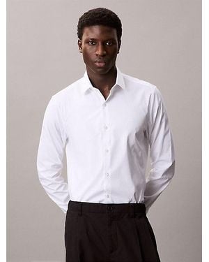 Calvin Klein Schmales Hemd Aus Stretch-Popeline - Weiß