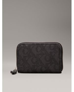 Calvin Klein Logo Jacquard Zip Around Wallet - Grey