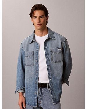 Calvin Klein Jeans 90S Relaxed Logo Denim Overshirt - Grey