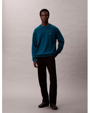Calvin Klein Relaxed Cotton Monogram Jumper - Blue
