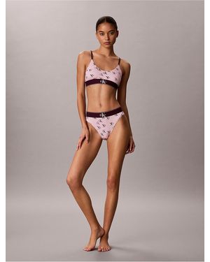 Calvin Klein Graphic Monogram Microfiber Stretch High Waist Bikini - Multicolor