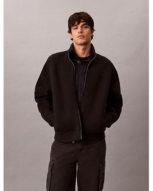 Calvin Klein Double Knit Jersey Zip Up Jacket - Black