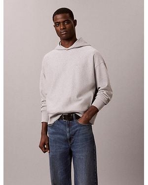Calvin Klein Jeans Premium Terry Back Logo Hoodie - Natural