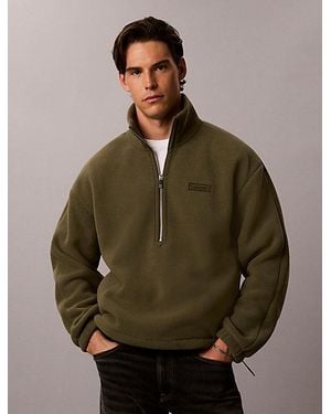 Calvin Klein Quarter Zip Fleece Jumper - Green