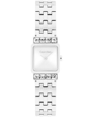 Calvin Klein Montre-Bracelet Avec Détails En Cristaux Carrés - Blanc