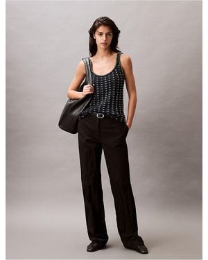 Calvin Klein Beaded Cotton Crochet Tank - Blue