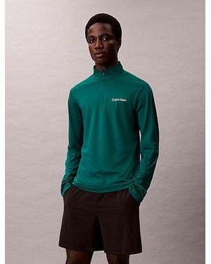 Calvin Klein Sport Quick Dry 1 4 Zip Long Sleeve Technical Top - Green