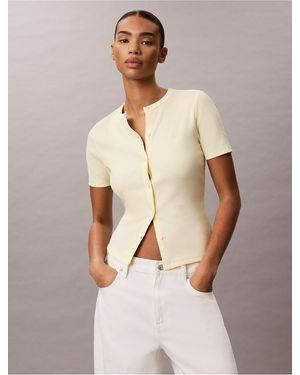 Calvin Klein Calvin Klein Contour Rib Slim Button-Down Top - Natural