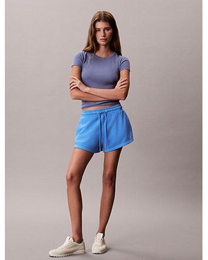 Calvin Klein Jeans Washed Cotton Terry Jogger Shorts - Blue