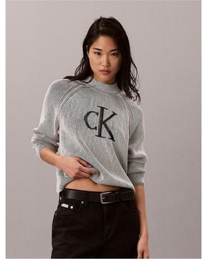 Calvin Klein Calvin Klein Monogram Graphic Rib Sweater - Gray