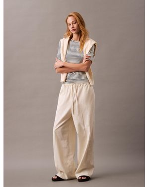 Calvin Klein Pantalon Relaxed En Lin Et Coton - Multicolore