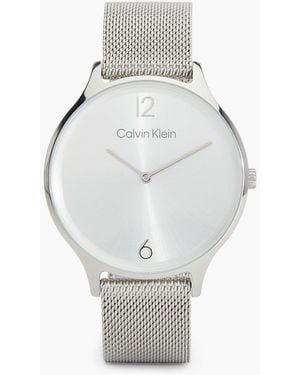 Calvin Klein Minimalistic Dial Mesh Bracelet Watch - Grey