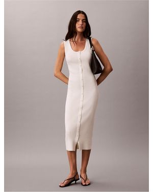 Calvin Klein Calvin Klein Smooth Cotton Midi Dress - Multicolor