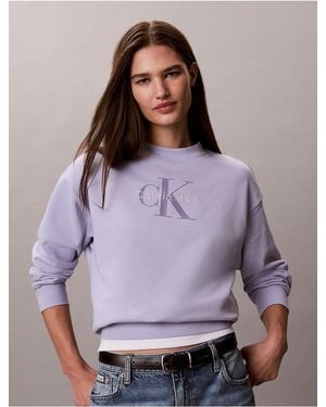 Calvin Klein Calvin Klein Monologo French Terry Relaxed Sweatshirt - Purple