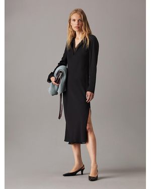 Calvin Klein Sheer Panel Shift Dress - Black