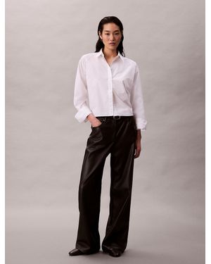 Calvin Klein Faux Leather 5-Pocket Trousers - Black