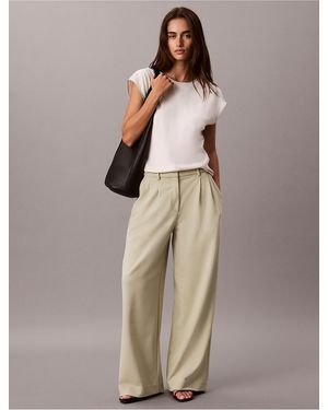 Calvin Klein Stretch Crepe Pants - Natural
