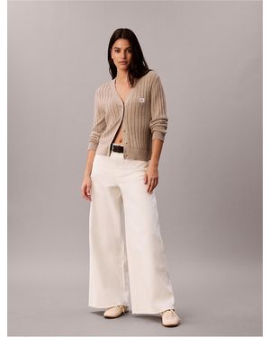 Calvin Klein Calvin Klein Cotton Twill Wide Leg Pants - Natural