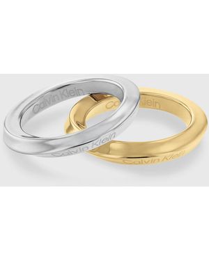 Calvin Klein Twisted 2-Piece Ring Set - Metallic