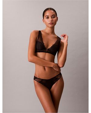 Calvin Klein Ck Geo Lace Lightly Lined Plunge Bra - Black