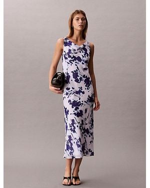 Calvin Klein Printed Chiffon Cowl Neck Maxi Dress - Multicolour