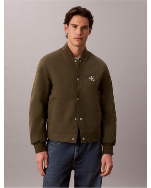 Calvin Klein Calvin Klein Mixed Media Varsity Bomber Jacket - Brown