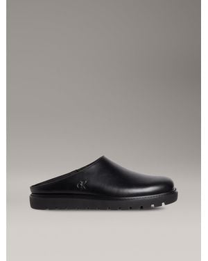 Calvin Klein Leather Mules - Grey