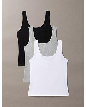 Calvin Klein 3 Pack Tank Tops Cotton Stretch - White