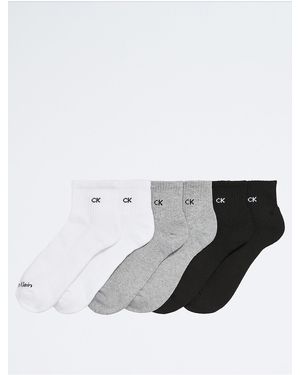 Calvin Klein Basic Cushion Quarter 6-Pack Socks - White