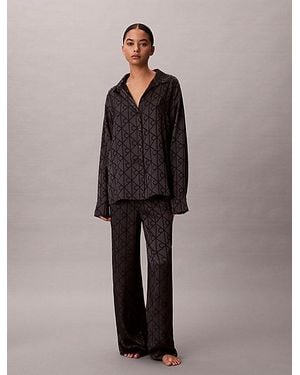Calvin Klein Satin Sheen Print Pyjama Trousers - Brown