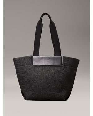 Calvin Klein Raffia Tote Bag - Black