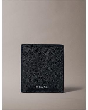 Calvin Klein Refined Saffiano Slim Bifold Wallet - Gray