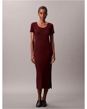Calvin Klein Refined Cotton Midi Dress - Red