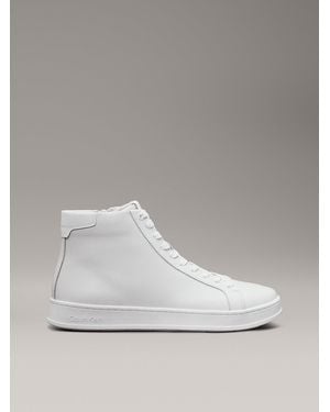 Calvin Klein Leather High-Top Trainers - Metallic